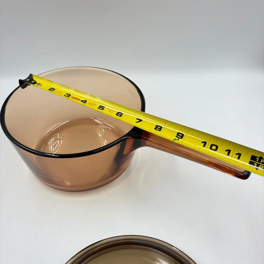 Visions Corning Saucepan 1.5L Amber Glass Pot France V-15-B Good Vintage MCM